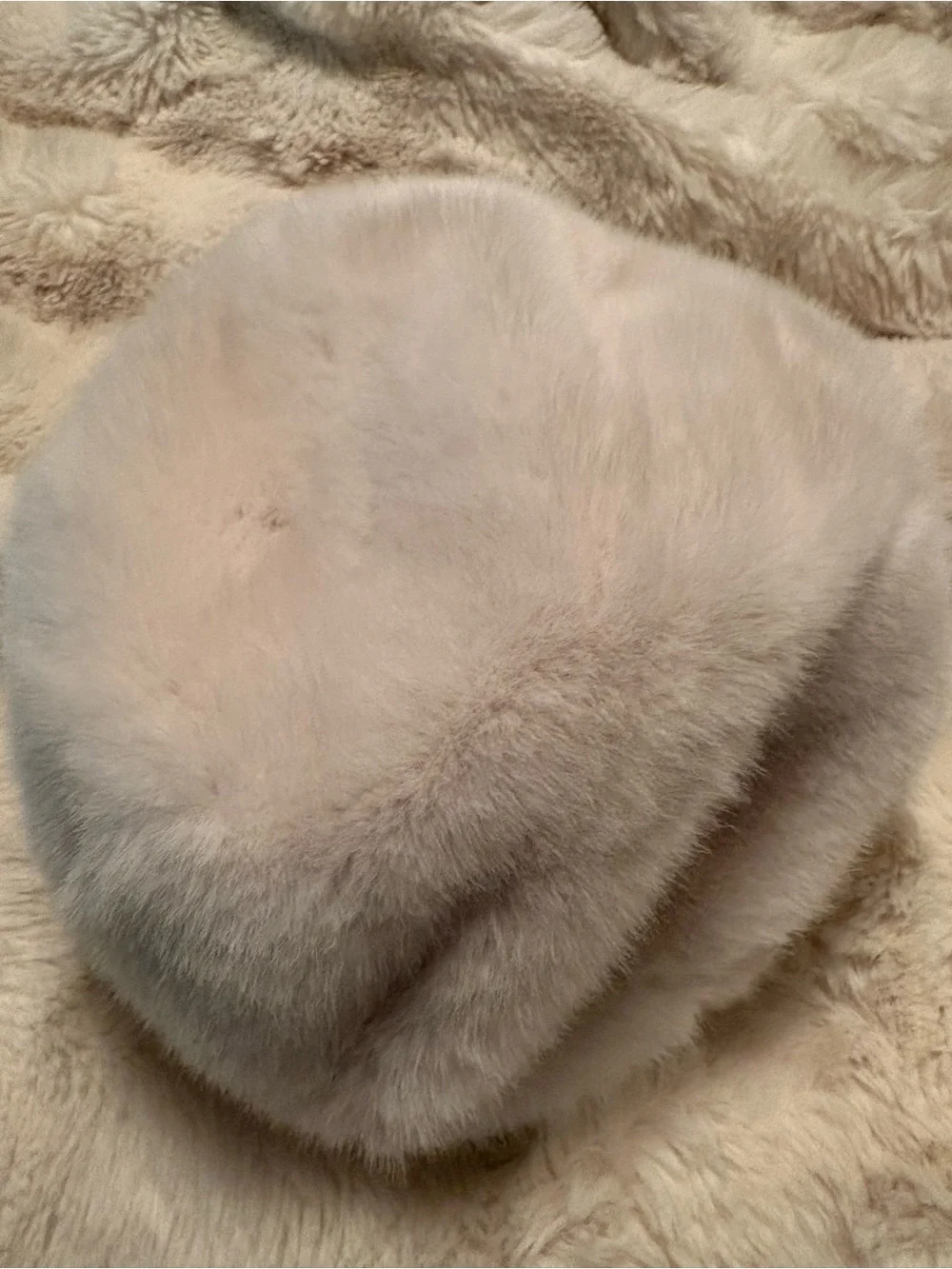 FASHION Black Leather like Baker Boy Cap with Cream Fur Trim